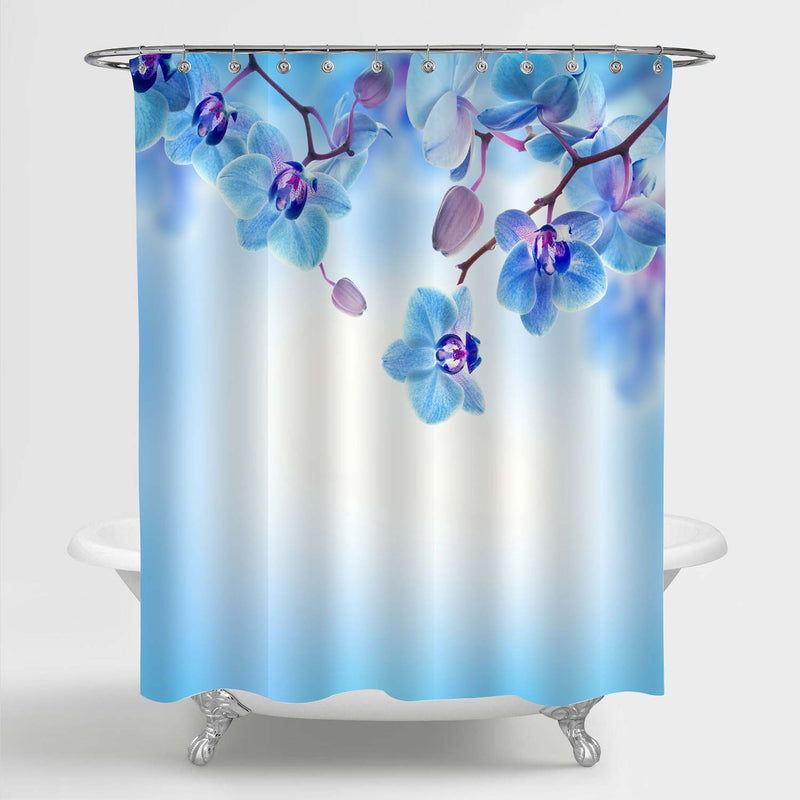 Orchids Flowers Shower Curtain - Blue