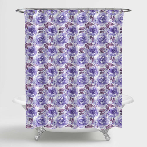 Hand Painted Rose Florals Shower Curtain - Purple