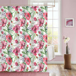 Watercolor Poppies Buds and Petals Shower Curtain - Pink