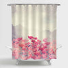 Vintage Cosmos Poppy Flowers Shower Curtain - Red Grey