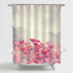 Vintage Cosmos Poppy Flowers Shower Curtain - Red Grey