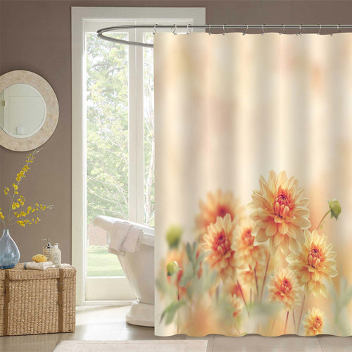 Dahlia Flowers Bloom in the Garden Shower Curtain - Yellow