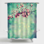 Blossom Tree with Spring Natural Background Shower Curtain - Pink Green