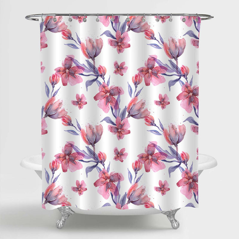 Aquarelle Wildflower Shower Curtain - Pink