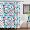 Hand Drawn Tropical Flowers Shower Curtain - Blue Coral