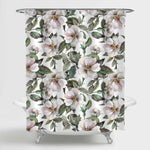 Watercolor Wild Rose Flowers Shower Curtain - Pink Green