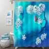 Spring Floral Cherry Branch and Butterfly Shower Curtain - Blue White