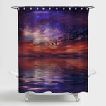Romantic Cosmic Sunset Over Sea Shower Curtain - Purple