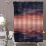 Beautiful Ocean Sunset with Birds Shower Curtain - Purple