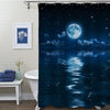 Full Moon and Clouds in the Starry Night Sky on Sea Shower Curtain - Dark Blue