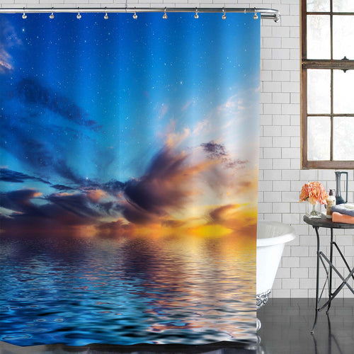 Dramatic Sky on a Summer Evning Shower Curtain - Blue Gold