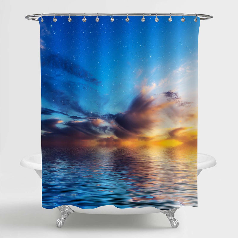 Dramatic Sky on a Summer Evning Shower Curtain - Blue Gold
