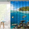 Underwater Coral Reef with Tropical Island Shower Curtain - Blue