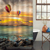 Hot Air Balloon Flying into Sunset Over Sea with Dramatic Sky Shower Curtain - Multicolor