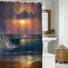 Ocean Waves During a Colorful Sunrise Shower Curtain - Gold Blue