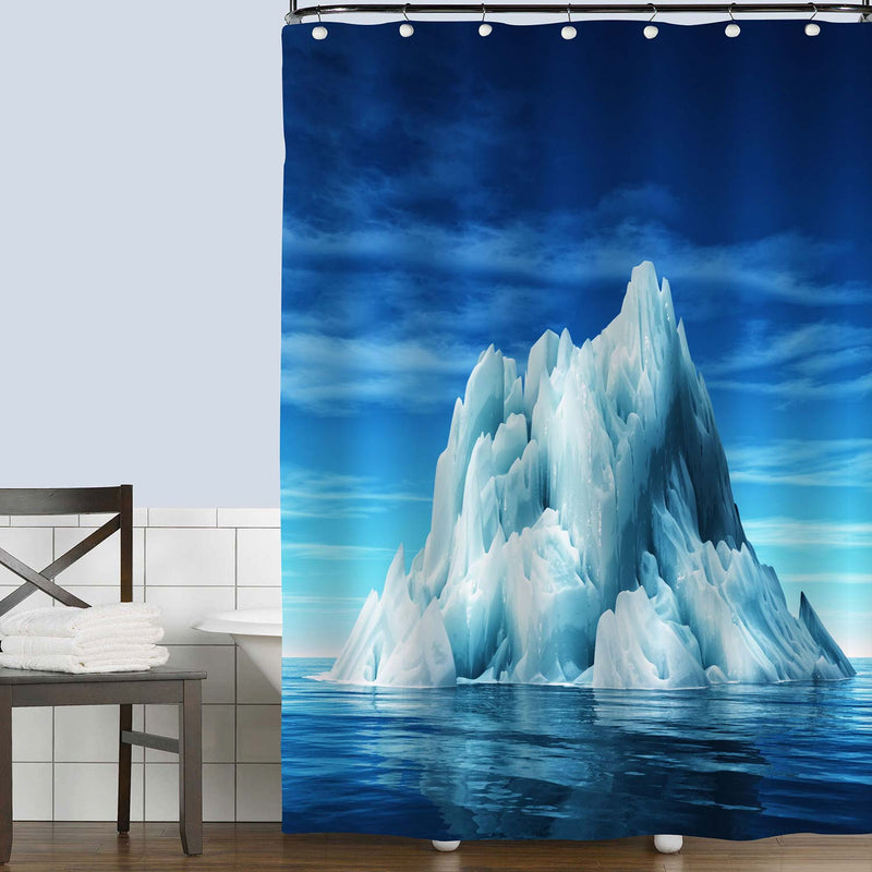 Blueish Icebergs Floating in the Ocean Shower Curtain - Blue