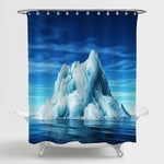 Blueish Icebergs Floating in the Ocean Shower Curtain - Blue
