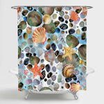 Watercolor Seashells and Sea Stones Shower Curtain - Multicolor