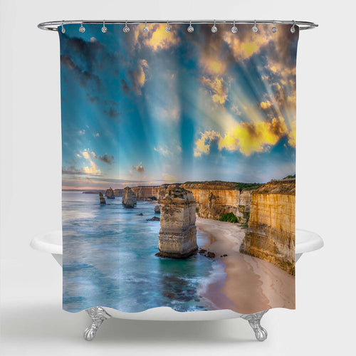 Great Ocean Road Australia Shower Curtain - Blue Sand