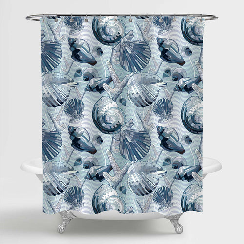 Seashells Shower Curtain - Aqua