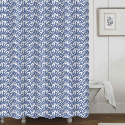 Hand Drawn Ocean Sea Shells Shower Curtain - Light Blue