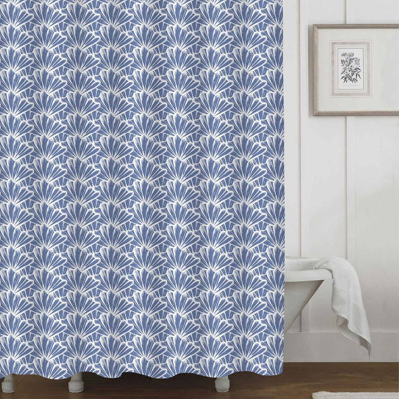 Hand Drawn Ocean Sea Shells Shower Curtain - Light Blue