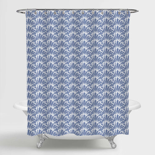 Hand Drawn Ocean Sea Shells Shower Curtain - Light Blue