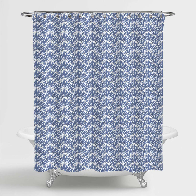 Hand Drawn Ocean Sea Shells Shower Curtain - Light Blue