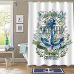 Vintage Watercolor Grunge Nautical Label with an Anchor and Letters Shower Curtain - Blue Green
