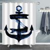 Watercolor Bold Brushstroke Nautical Anchor Shower Curtain - Navy Blue