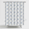 Ship Steering Wheel and Anchor Shower Curtain - Light Blue