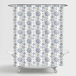 Ship Steering Wheel and Anchor Shower Curtain - Light Blue