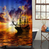Sailboat Sailing Along the Ocean at Sunset Shower Curtain - Gold