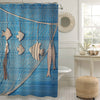 Marine Network Rope and Fishes Shower Curtain - Blue