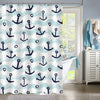 Vintage Ship Anchor with Sea Waves Painting Shower Curtain - Blue Aqua