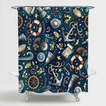 Nautical Doodles Shower Curtain - Dark Blue
