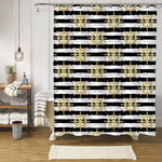 Nautical Pattern with Helms for Adventure Shower Curtain - Black White Gold