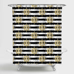 Nautical Pattern with Helms for Adventure Shower Curtain - Black White Gold