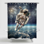NASA Astronaut in Outer Space Walk Shower Curtain - Blue