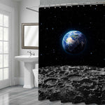 Views of Earth from Moon Surface Shower Curtain - Black Grey