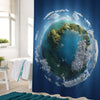 Aerial View of Earth 3D Shower Curtain - Blue Green