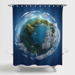 Aerial View of Earth 3D Shower Curtain - Blue Green
