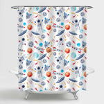 Watercolor Space Illustrations Shower Curtain - Multicolor