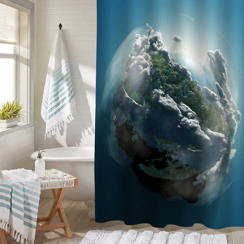 Planet Earth Shower Curtain - Blue