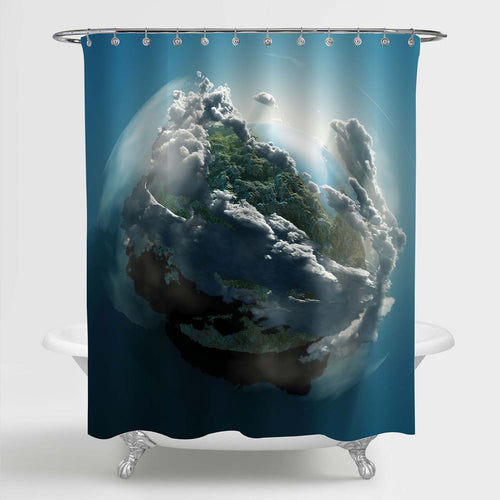 Planet Earth Shower Curtain - Blue