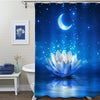 Magic Lotus Flower in Starry Night Shower Curtain - Blue