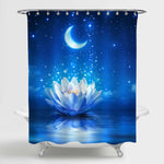 Magic Lotus Flower in Starry Night Shower Curtain - Blue