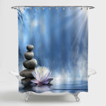 Classic Japanese Garden Natural Alternative Therapy Shower Curtain - Blue