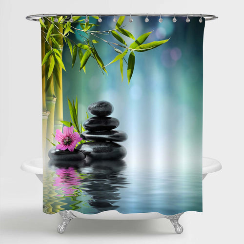 Japanese Garden Zen Spa Shower Curtain - Green