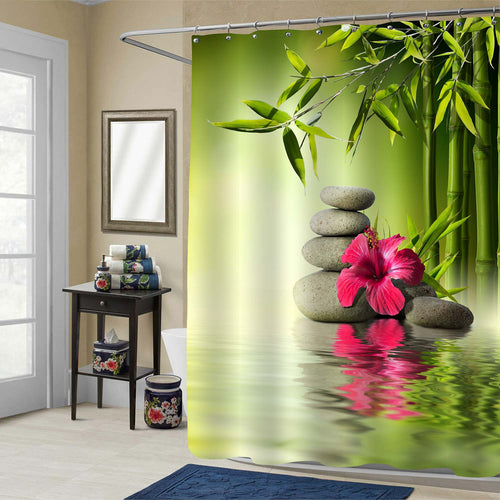 Spa Still Life Theme Shower Curtain - Green